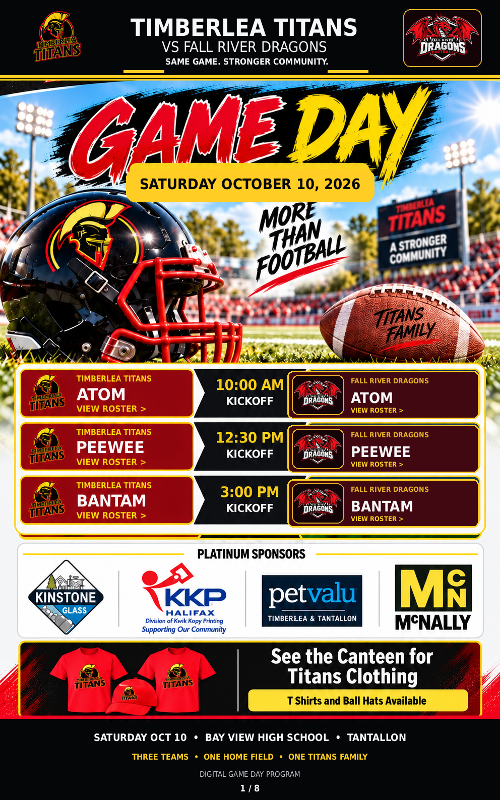 Page 1 of 8: Game Day - Main Page